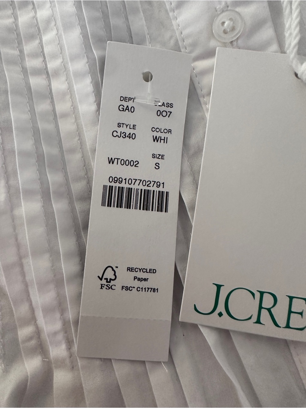 NWT J. Crew White Pintuck Peplum Tank Top 100% Cotton - Picture 3 of 3